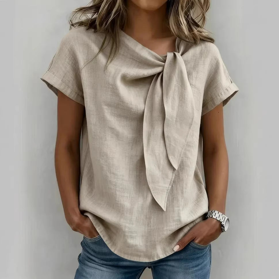 T-shirt donna maniche corte in misto cotone - Leggera e casual