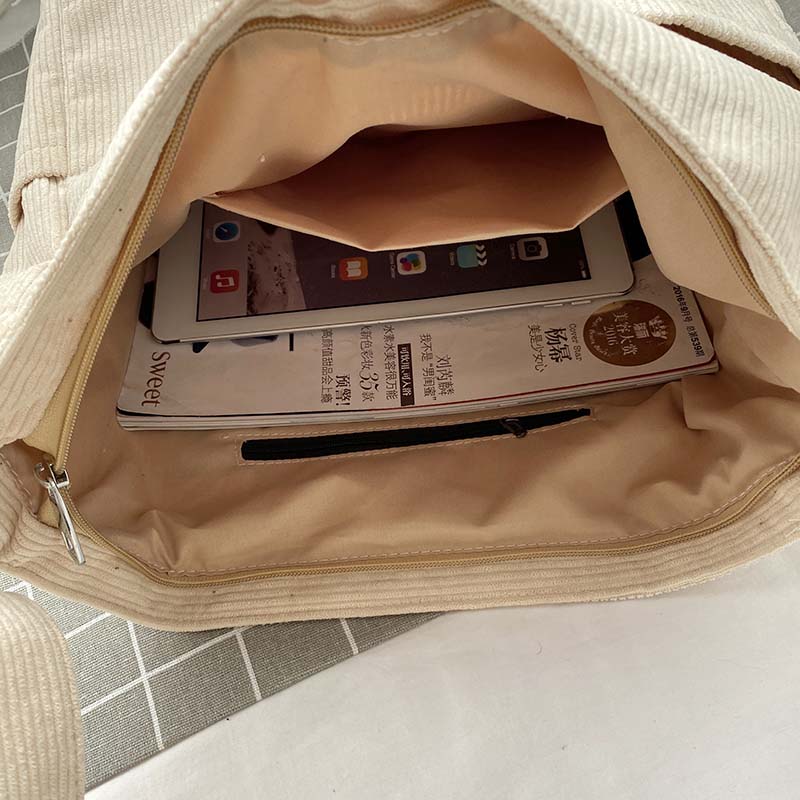 Borse a tracolla classiche resistenti in tela velluto a coste da donna