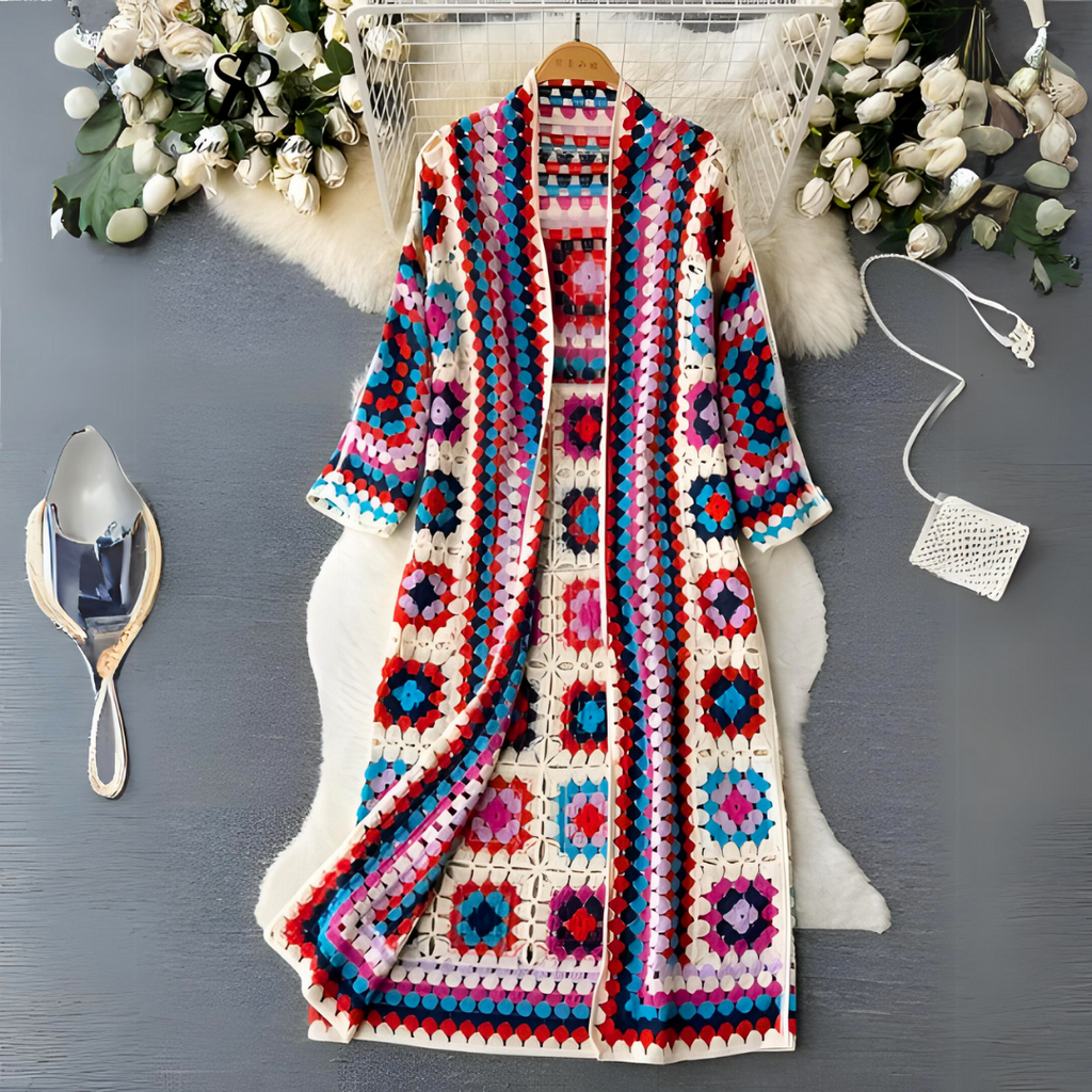 Cárdigan largo multicolor para mujer - Suave y original
