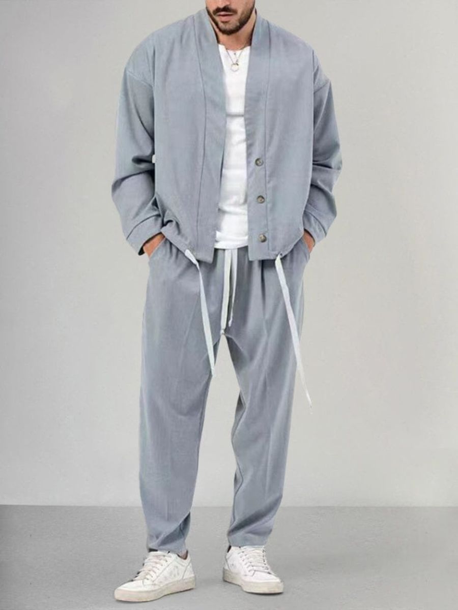 Elegante set giacca button-down e jogger da uomo