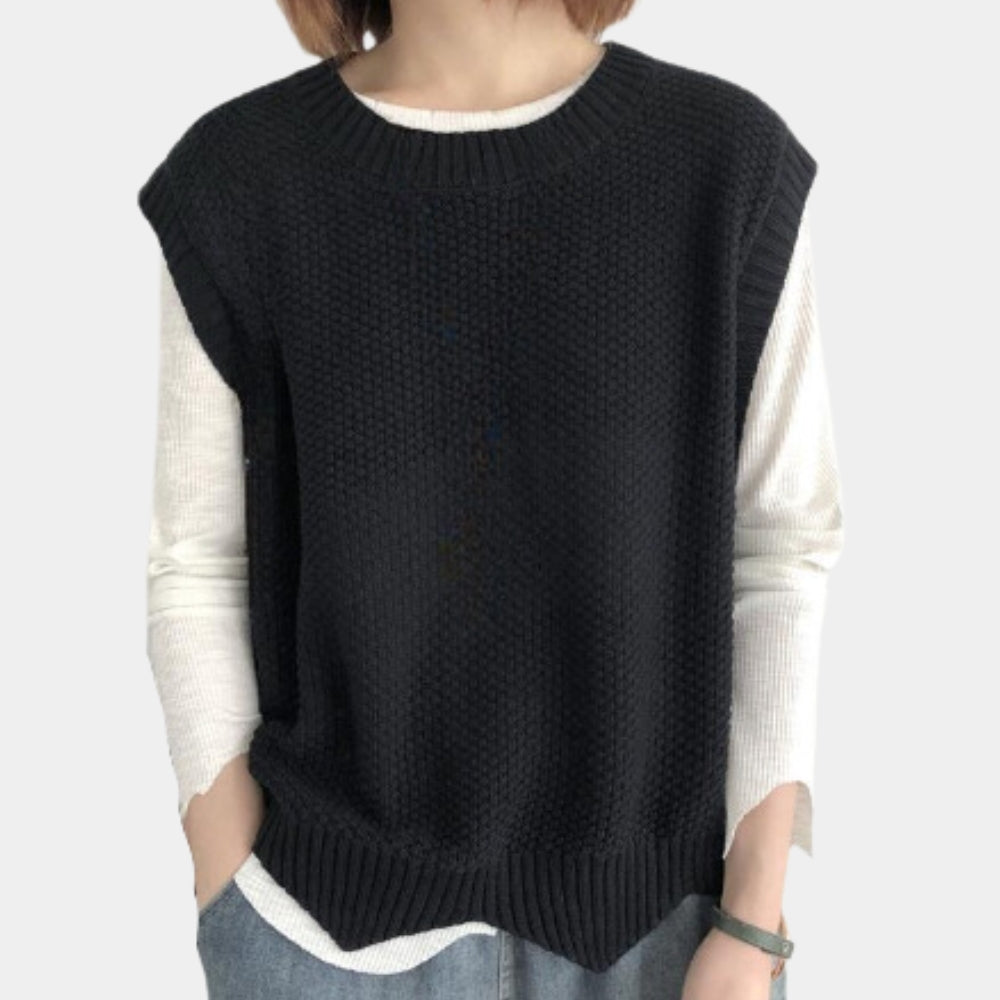 Maglione senza maniche donna a girocollo - Semplice e versatile