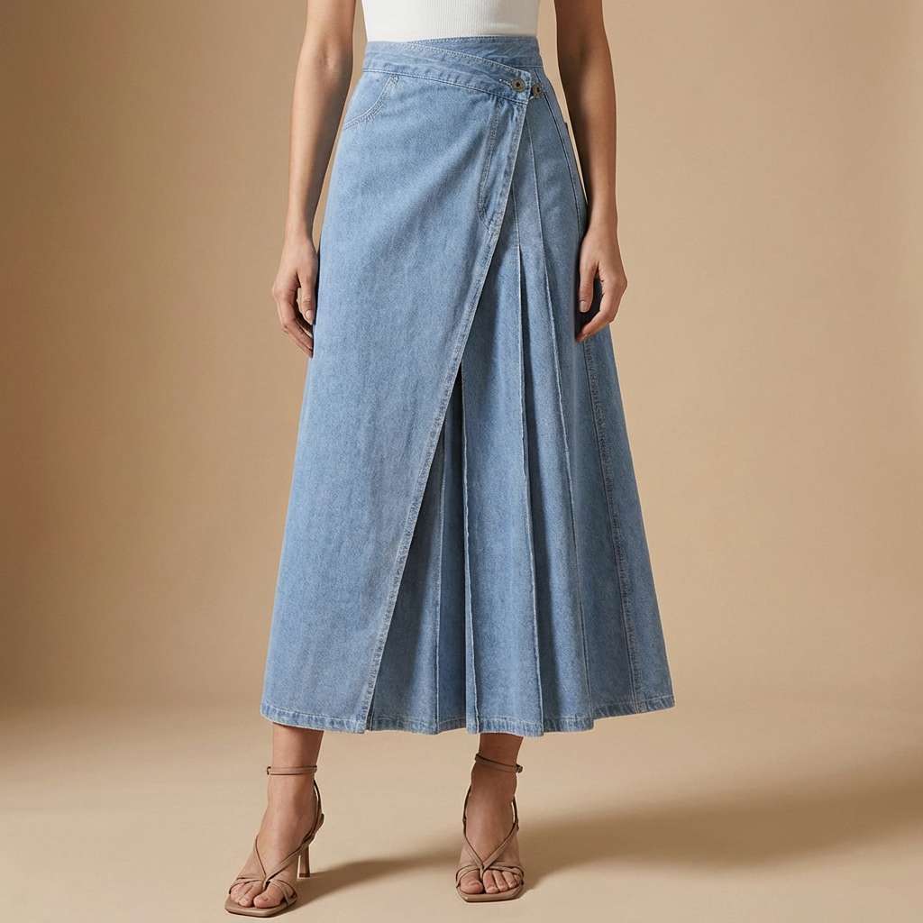 Gonna in denim da donna a vita alta con spacco frontale - Casual ed estiva