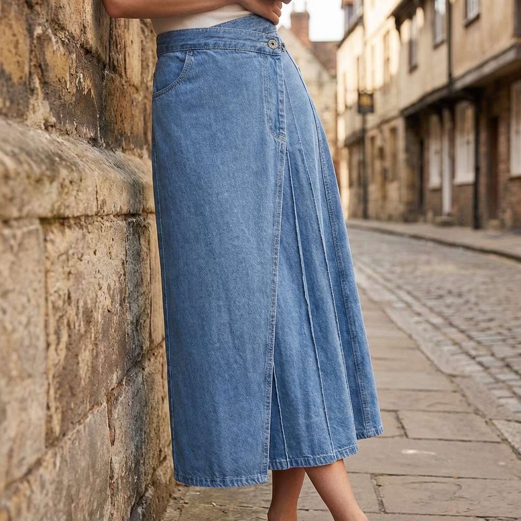 Gonna in denim da donna a vita alta con spacco frontale - Casual ed estiva