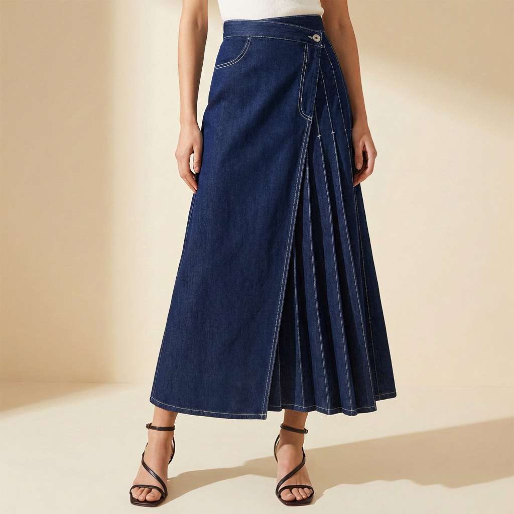 Gonna in denim da donna a vita alta con spacco frontale - Casual ed estiva