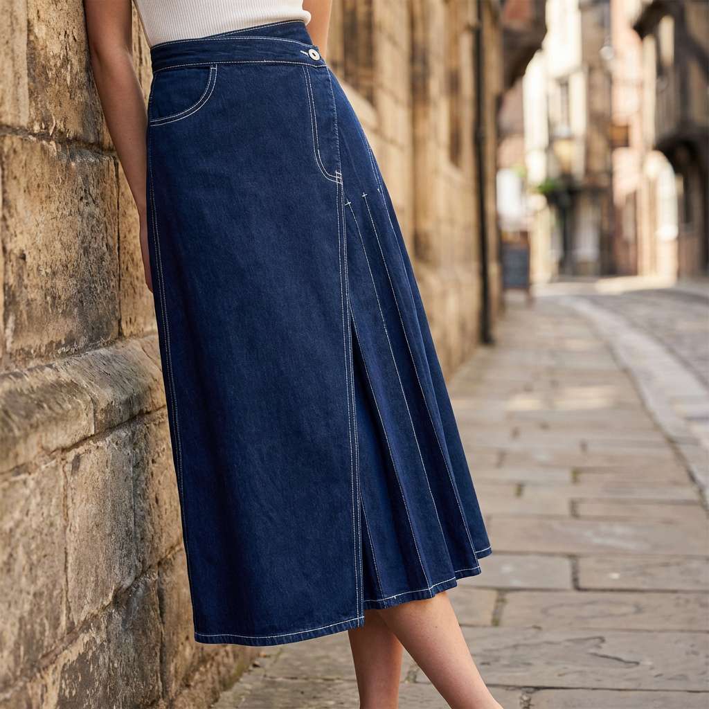 Gonna in denim da donna a vita alta con spacco frontale - Casual ed estiva