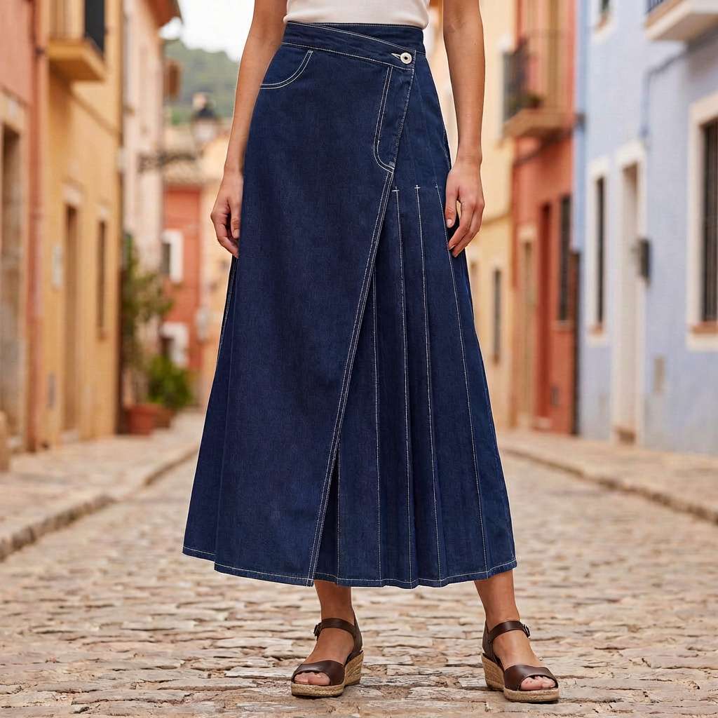 Gonna in denim da donna a vita alta con spacco frontale - Casual ed estiva