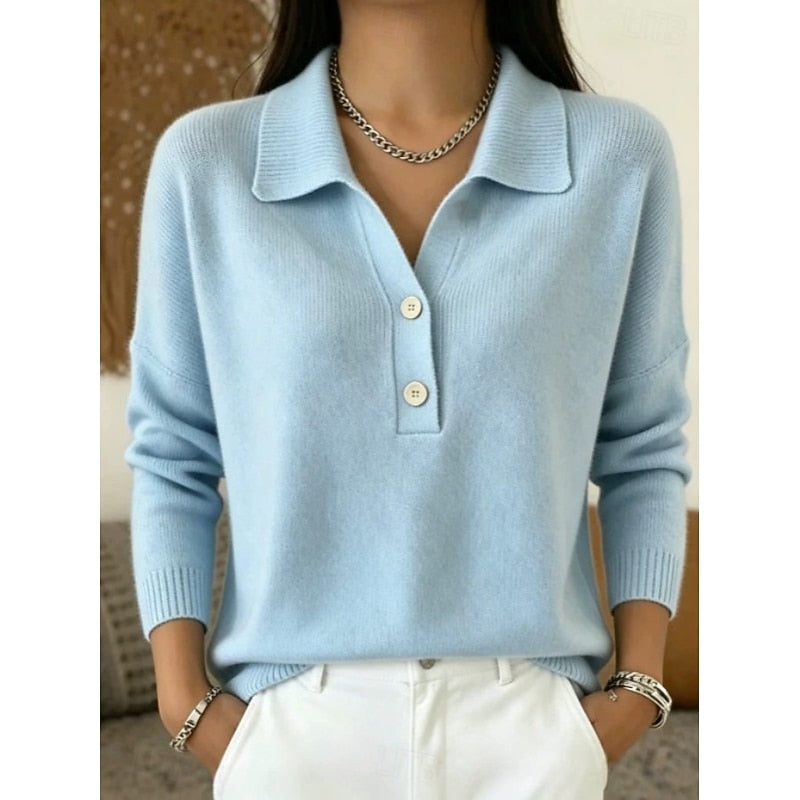 Jersey de mujer con botones y cuello - Elegante y cómodo
