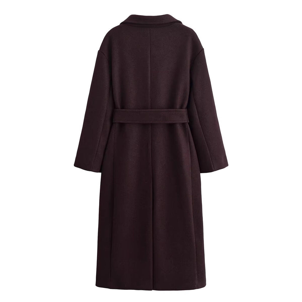 Cappotto di lana da donna premium con cintura - Elegante stile invernale doppiopetto