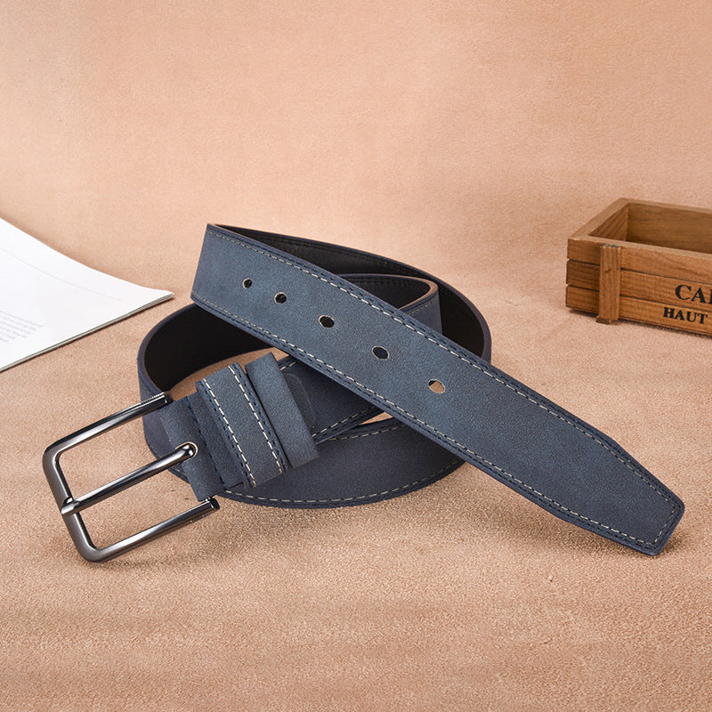 Cintura da uomo in pelle scamosciata con fibbia ad ardiglione – Stile casual e professionale resistente