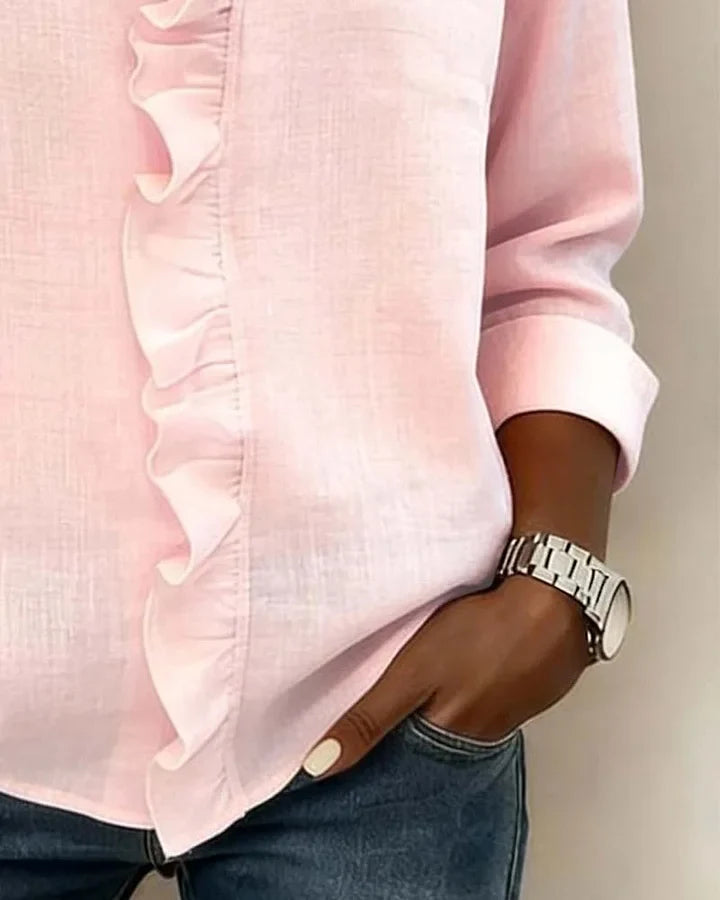 Lightweight women's blouse with a V-neck - Flowing and elegant