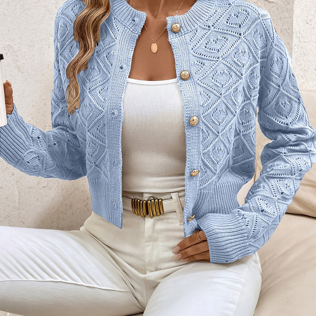 Cardigan donna traforato con bottoni - Elegante e leggero