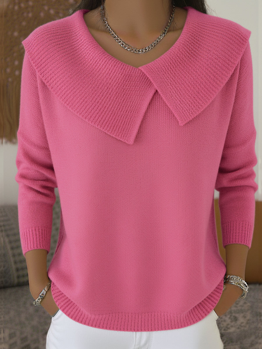 Maglione da donna con collo a coste – Elegante maglione a maniche lunghe
