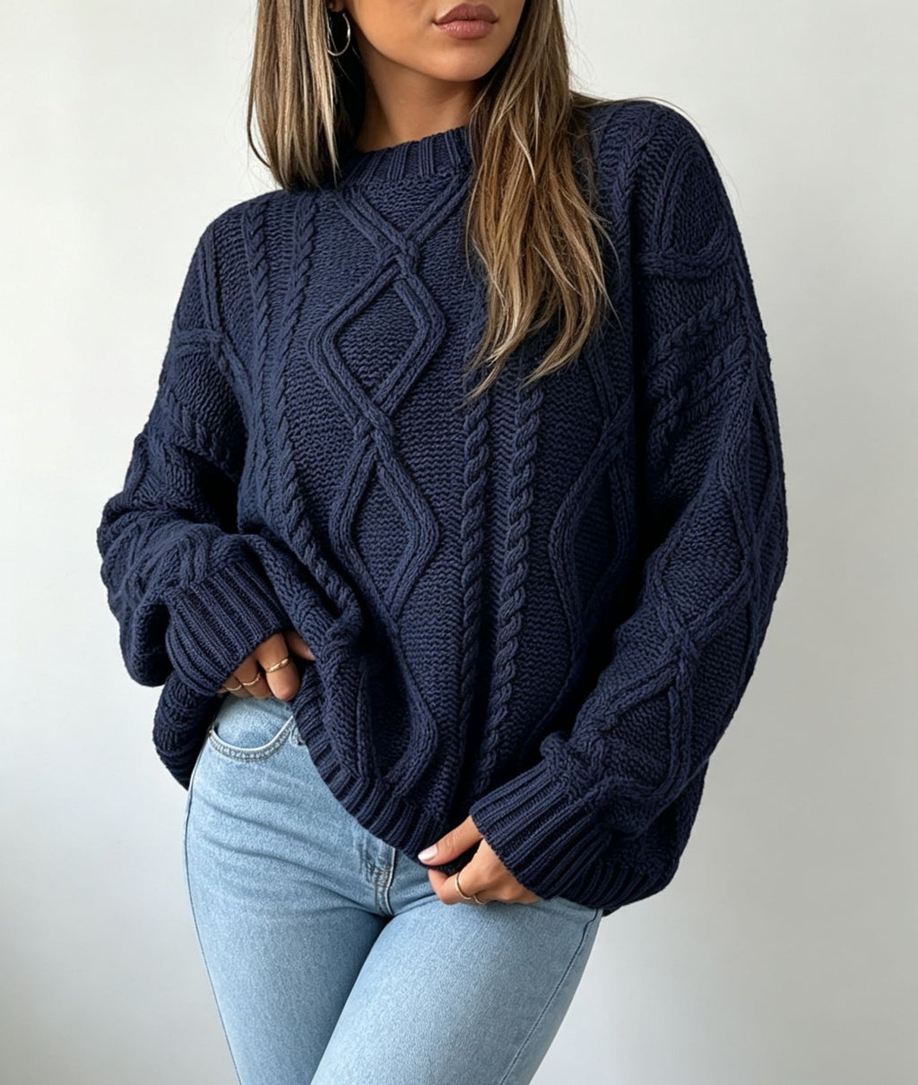 Rummelig sweater til kvinder med rund hals - Blød og afslappet