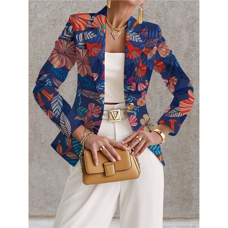 Giacca da donna blu navy a pois bianchi – Stile casual chic ed elegante