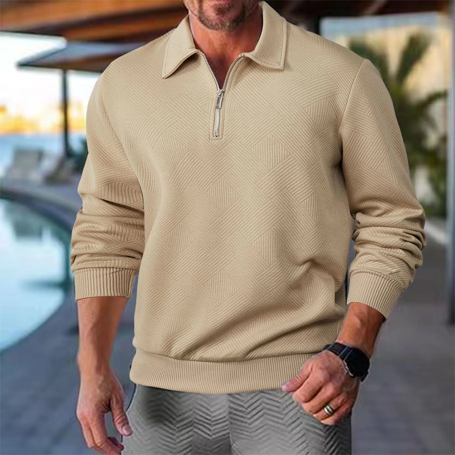 Maglione premium da uomo con mezza zip