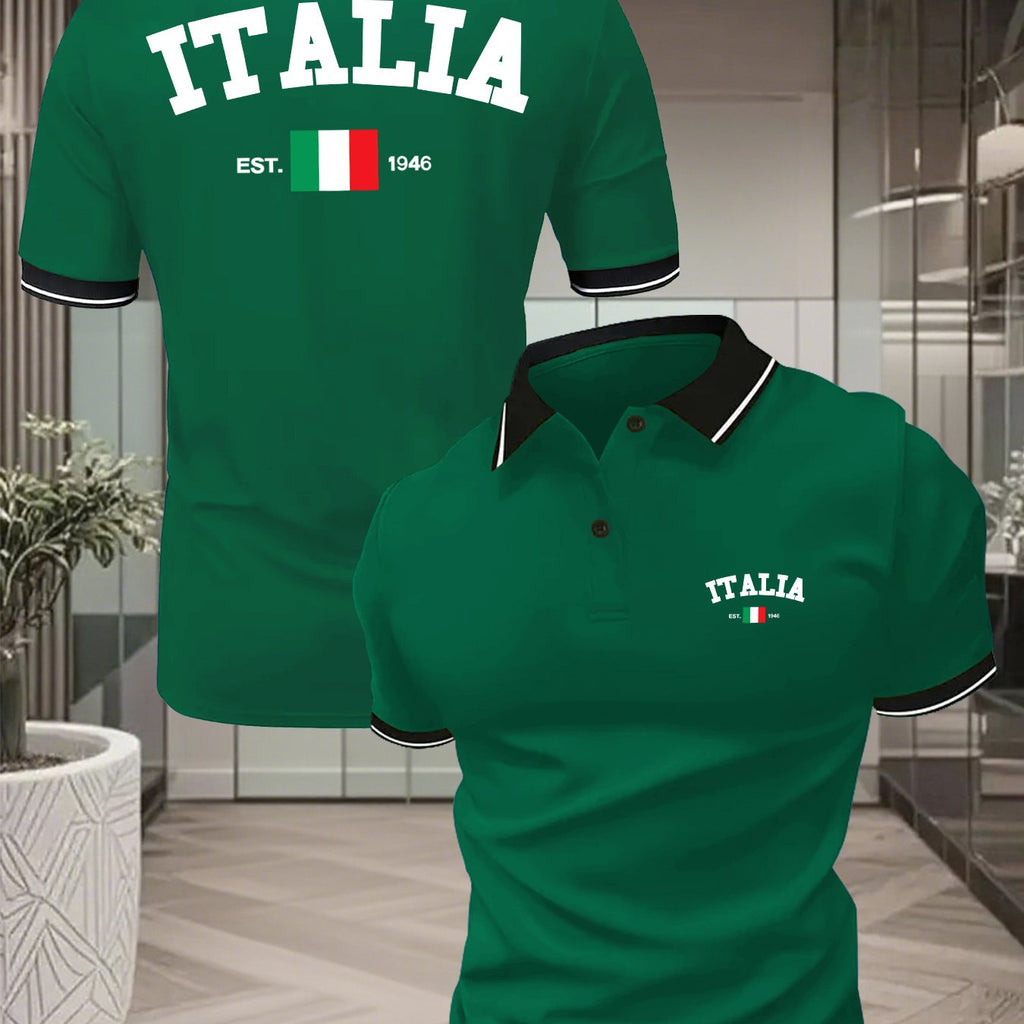 Polo uomo a maniche corte con stampa italiana - Traspirante e versatile