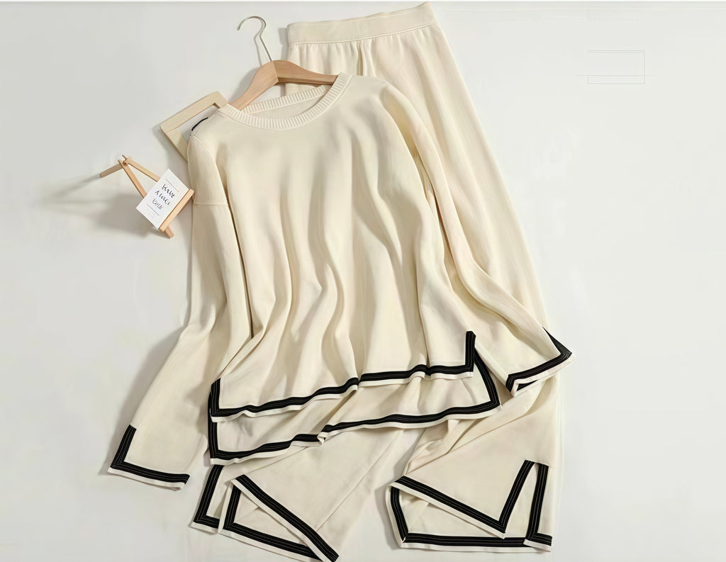 Ensemble pour femme avec top fluide et pantalon large - Élégant et léger