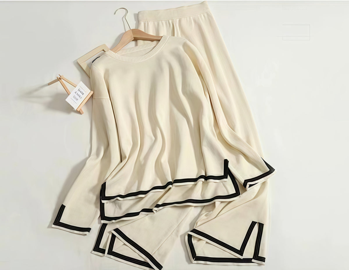 Ensemble pour femme avec top fluide et pantalon large - Élégant et léger