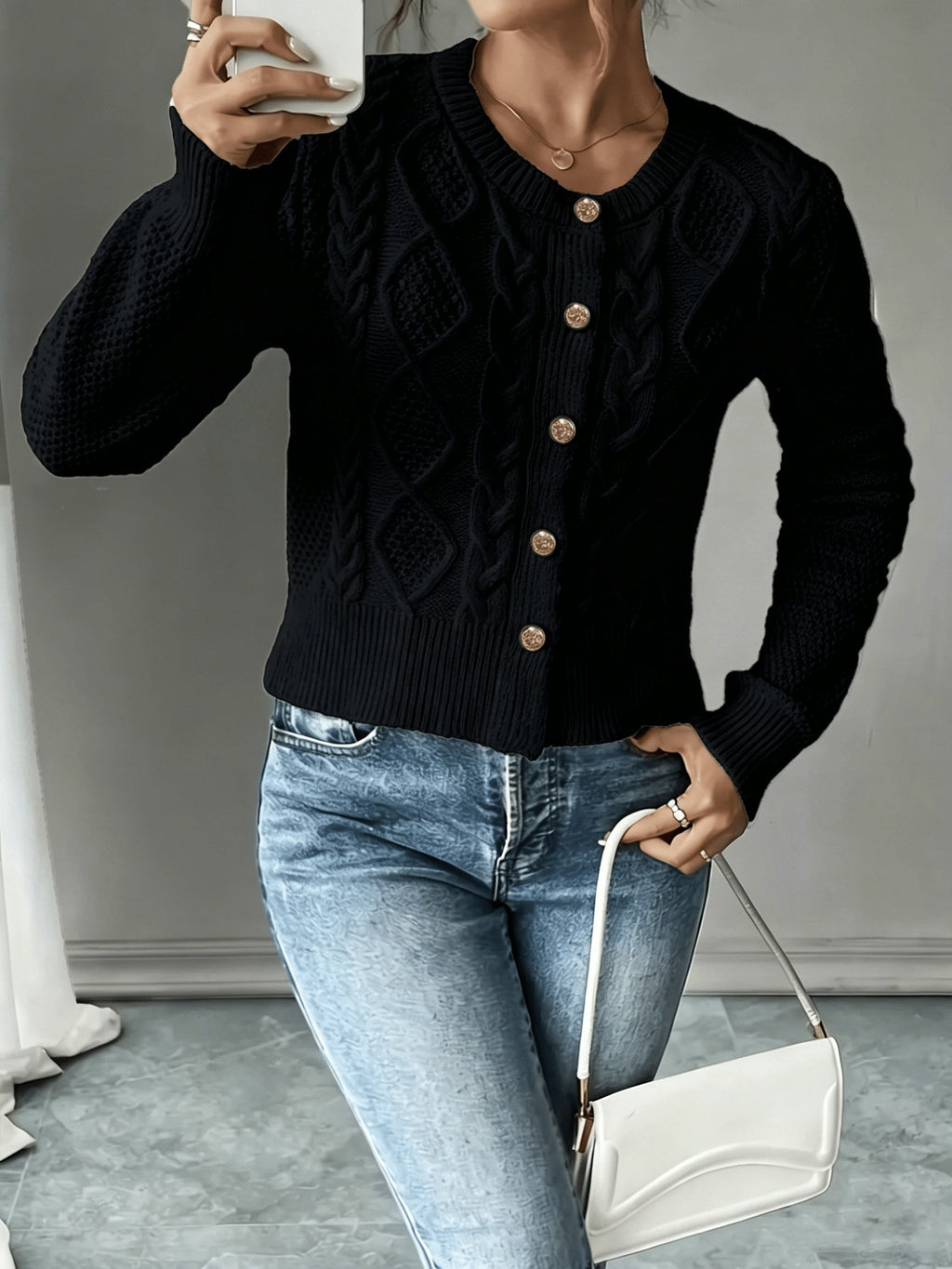 Cardigan pour femme torsadé avec boutons - Élégant et doux