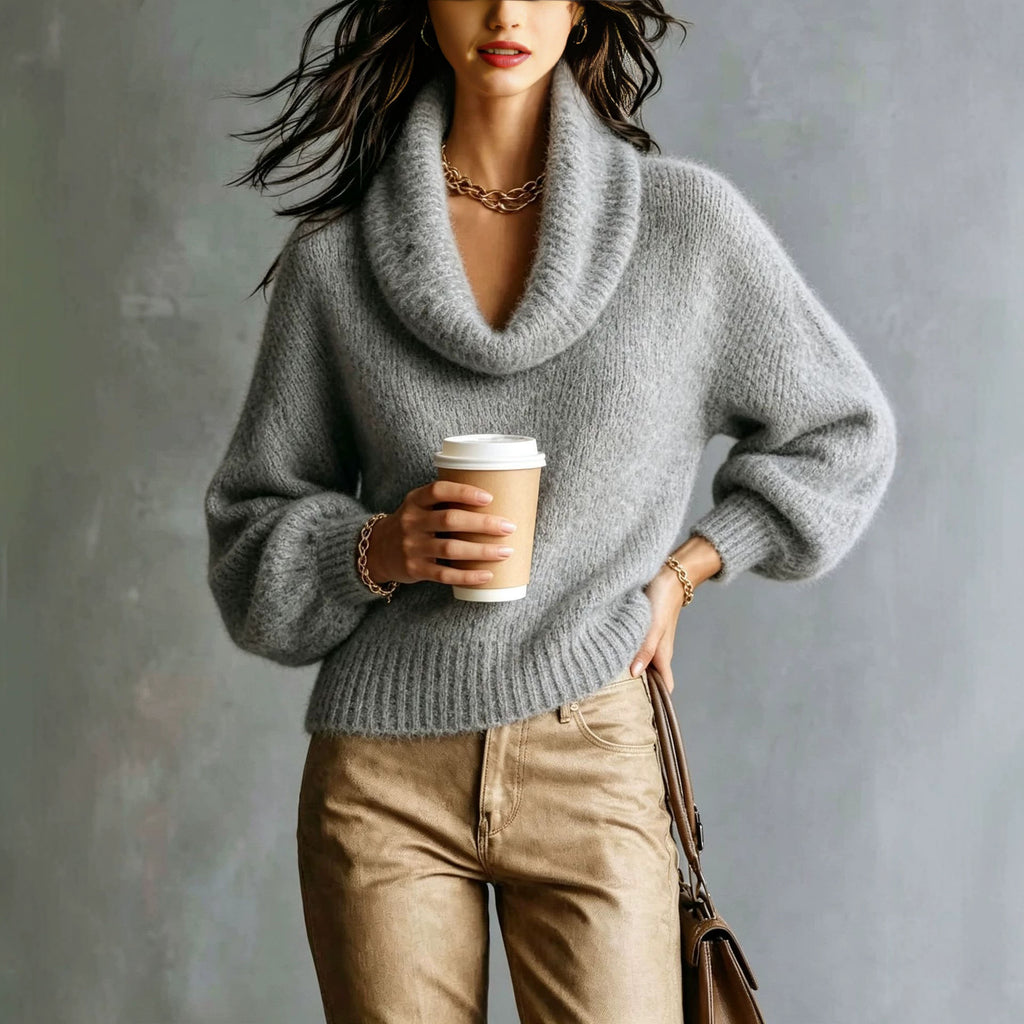 Maglione donna dolcevita con maniche a sbuffo - Morbido e trendy