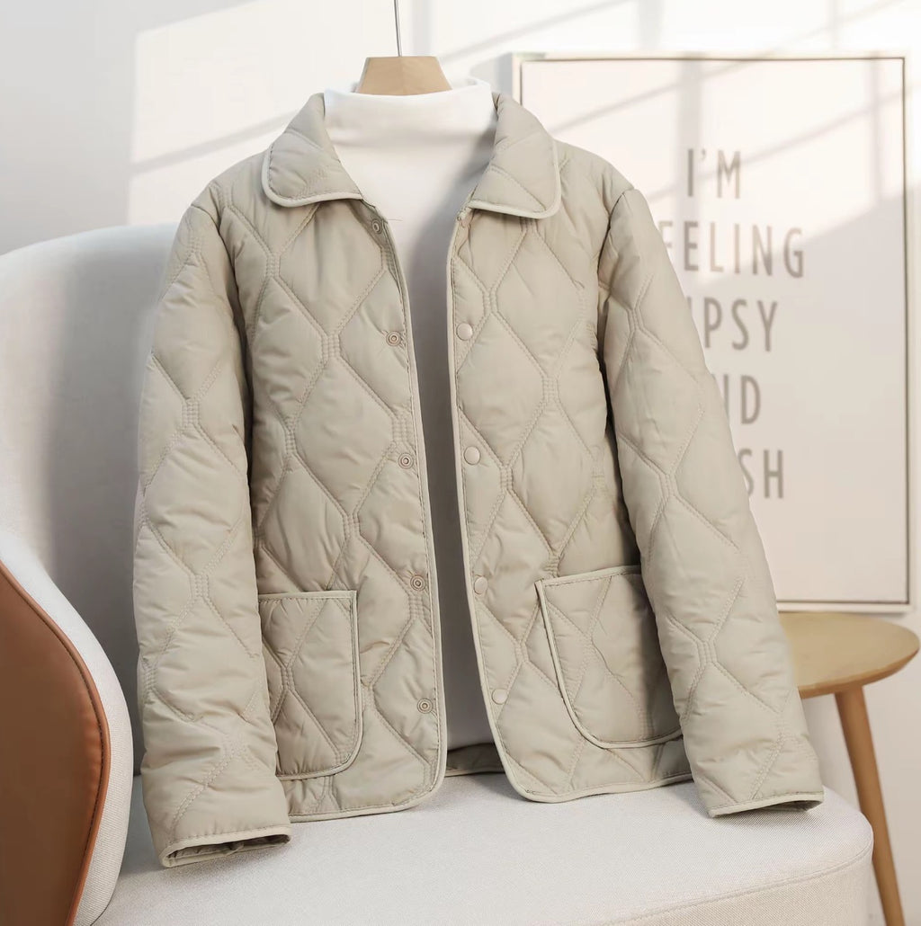 Giacca Donna Imbottita in Cotone con Vestibilità Morbida – Cappotto Corto Casual con Revers