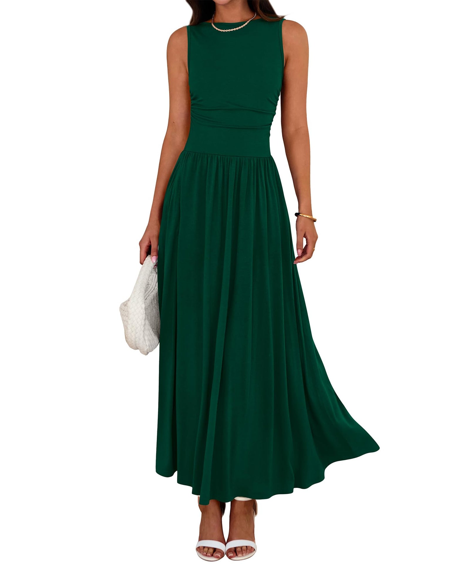 Abito lungo donna fluido con tasche