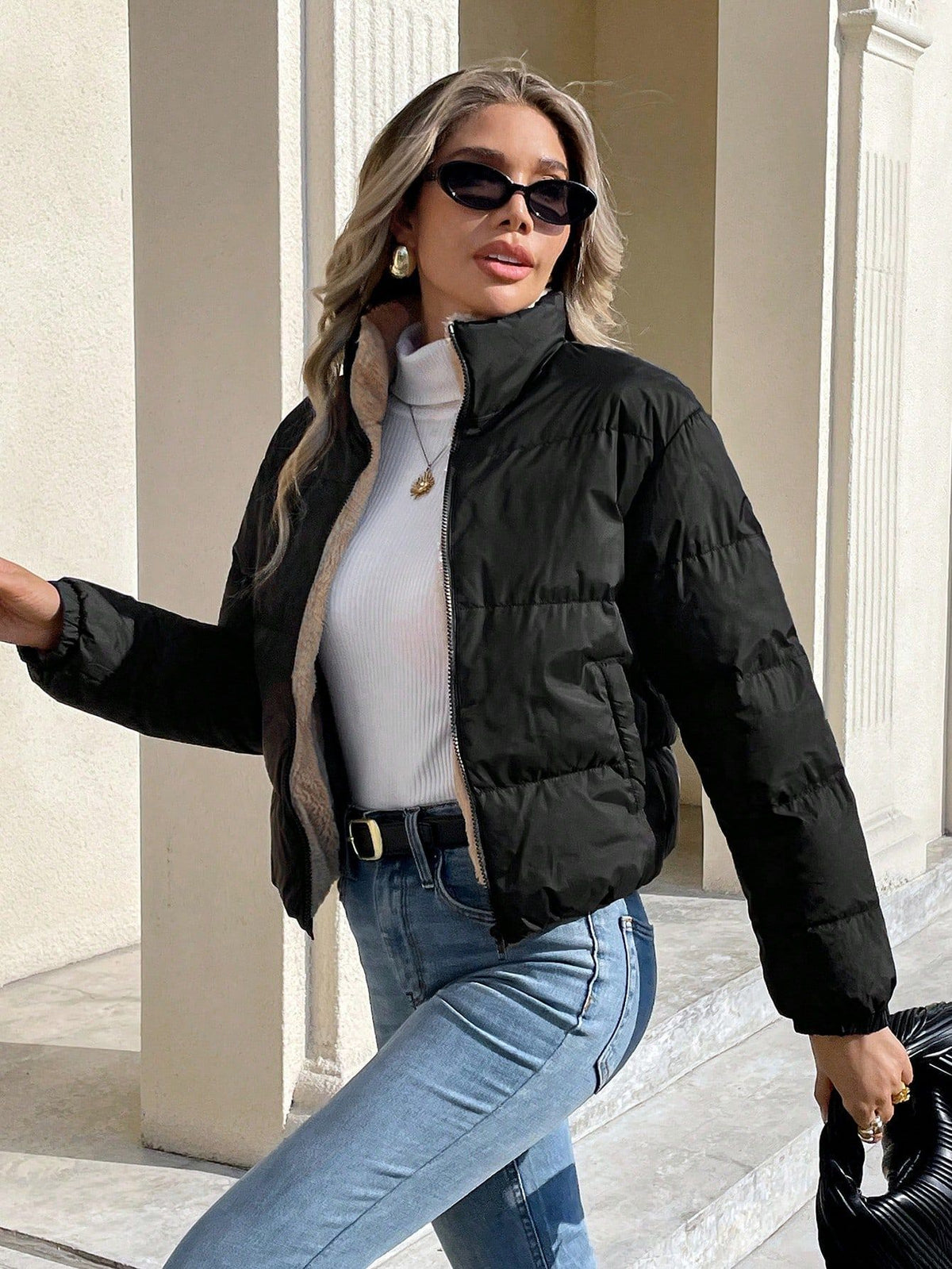 Cappotto donna reversibile con cappuccio - Caldo e pratico