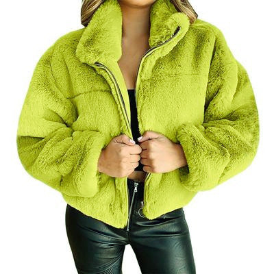 Veste cardigan à effet fourrure - Chaude et zippée