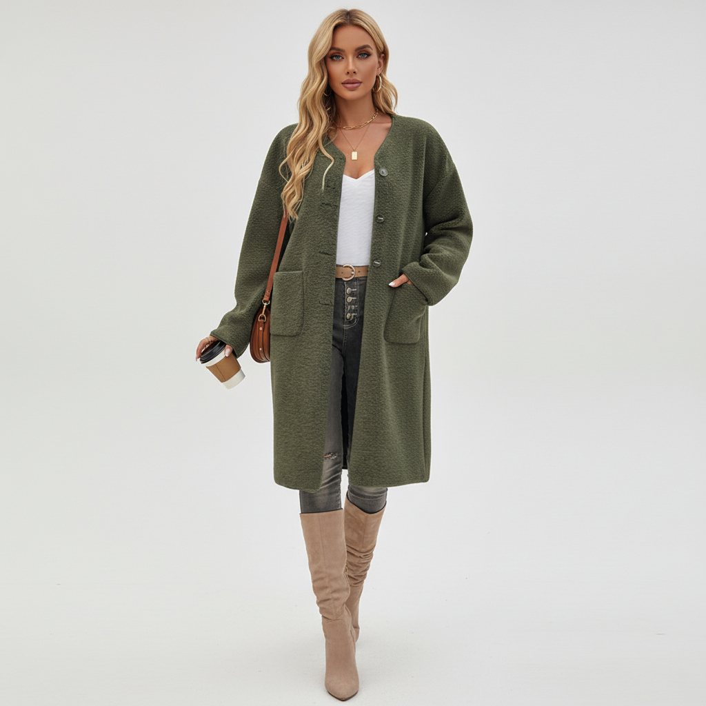 Women's soft button-front coat – Comfortable and chic