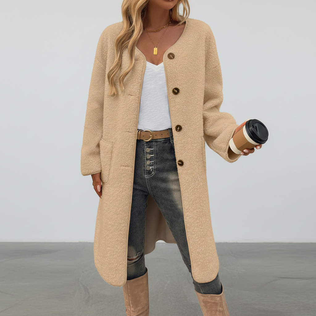 Women's soft button-front coat – Comfortable and chic