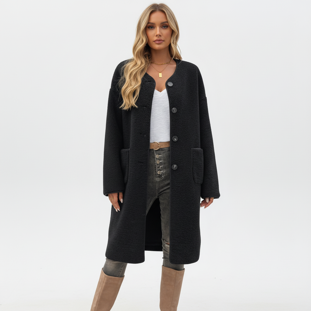 Women's soft button-front coat – Comfortable and chic