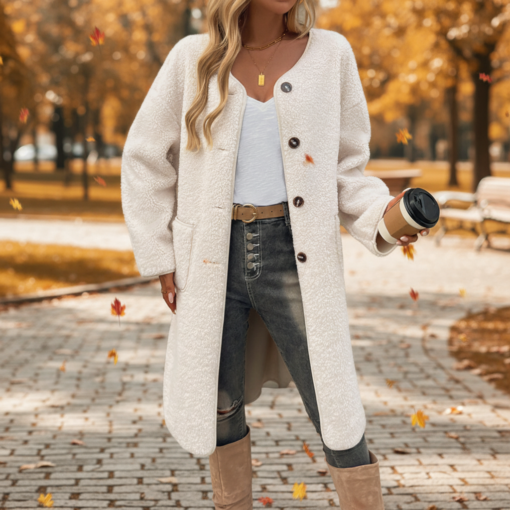 Women's soft button-front coat – Comfortable and chic