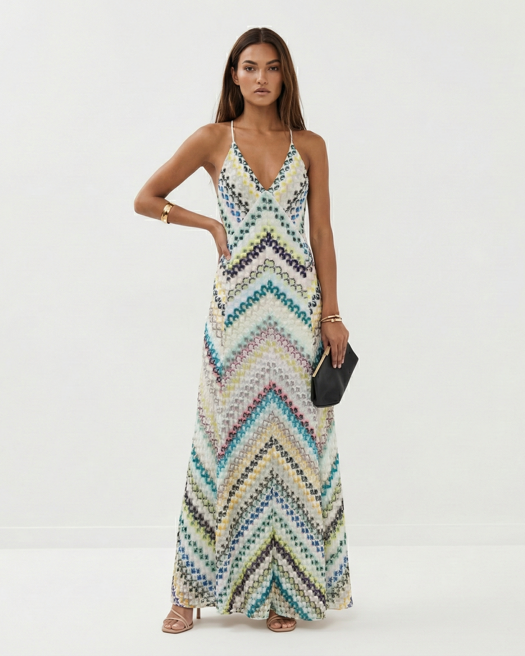 Abito maxi in crochet da donna con schiena scoperta - Leggero ed estivo