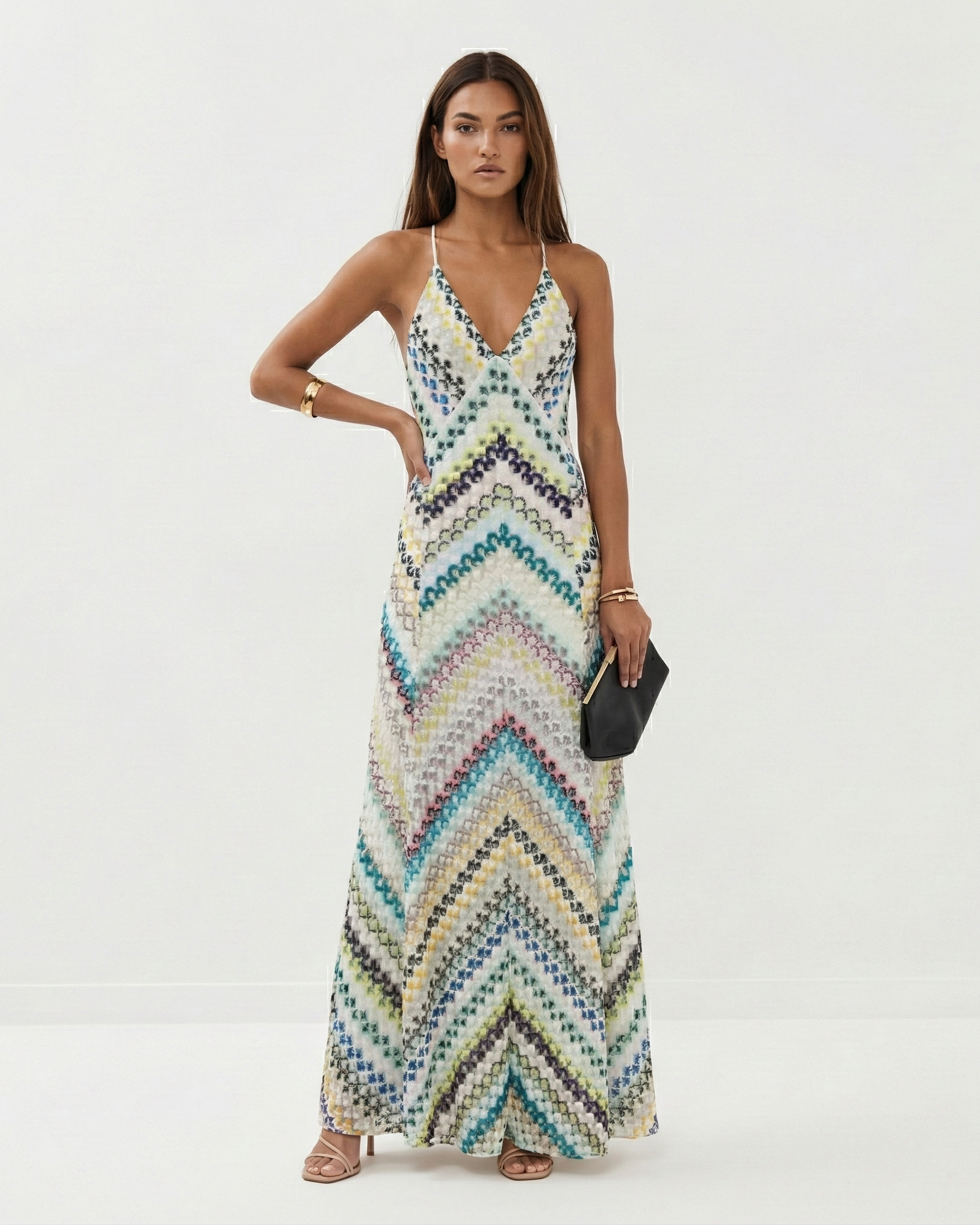 Abito maxi in crochet da donna con schiena scoperta - Leggero ed estivo