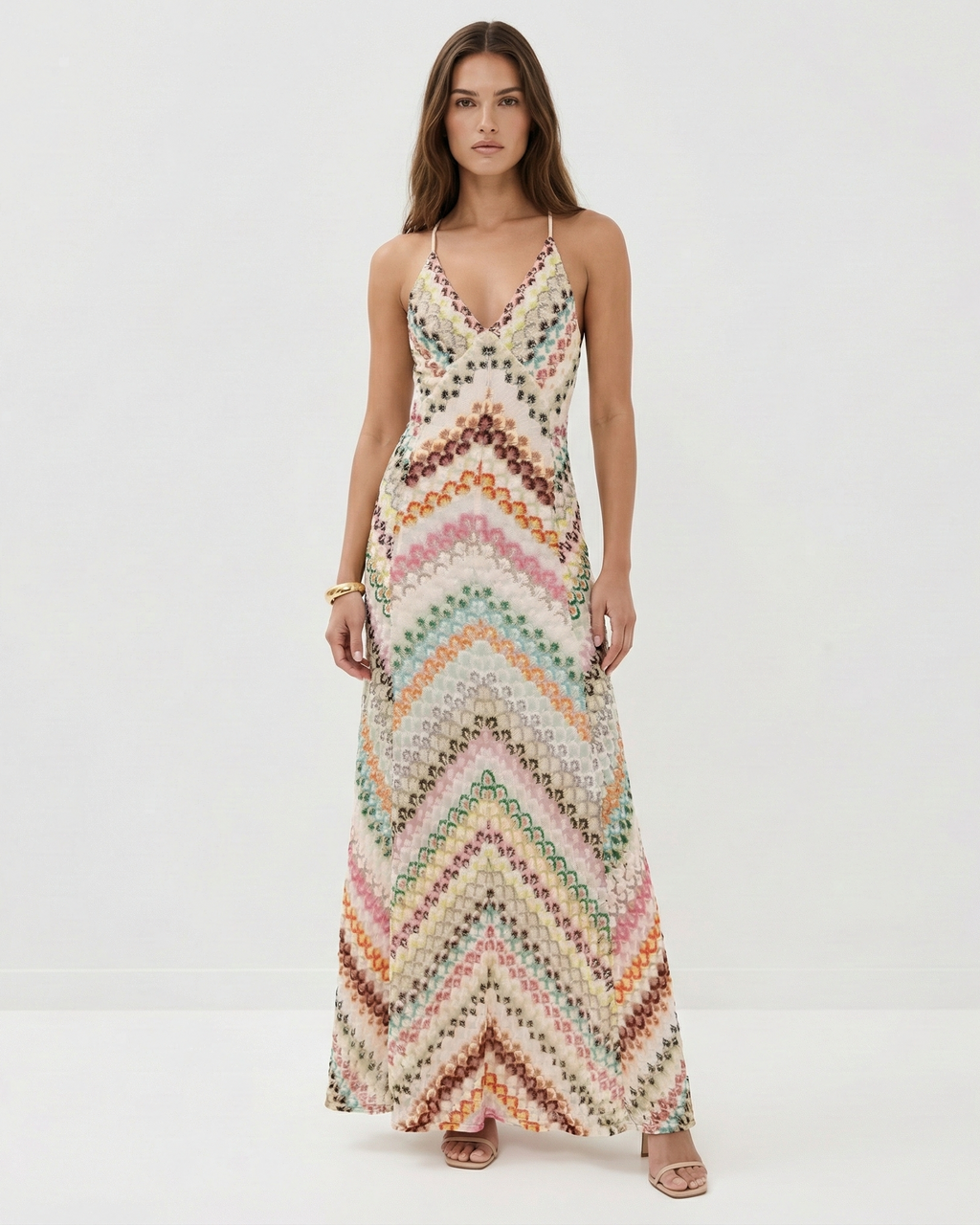 Abito maxi in crochet da donna con schiena scoperta - Leggero ed estivo