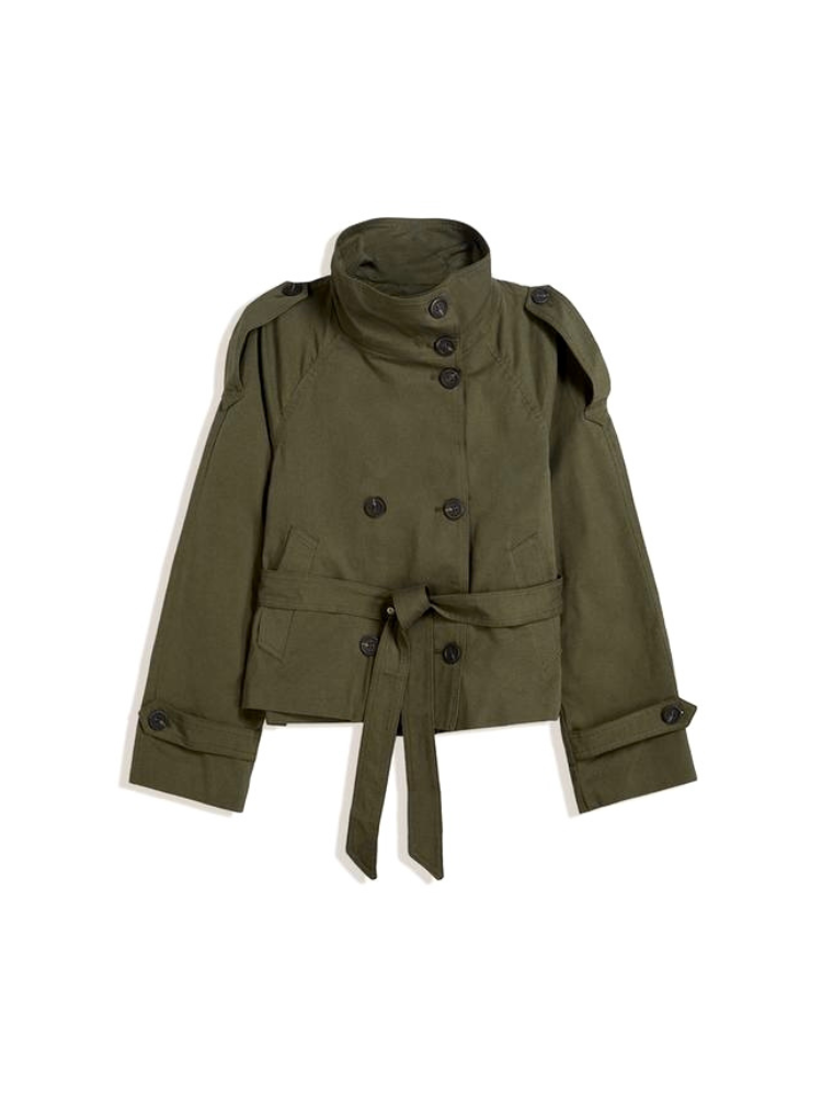 Giacca corta da donna con cintura e doppio petto - Chic e strutturata