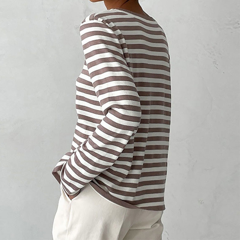 Maglione donna a righe girocollo - Morbido e casual