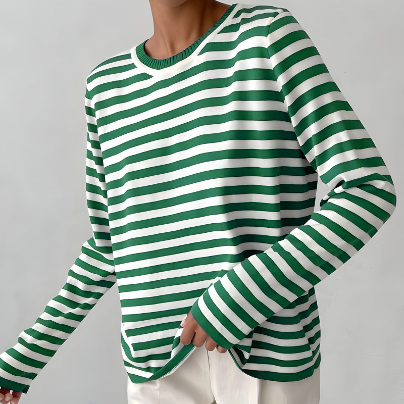 Maglione donna a righe girocollo - Morbido e casual