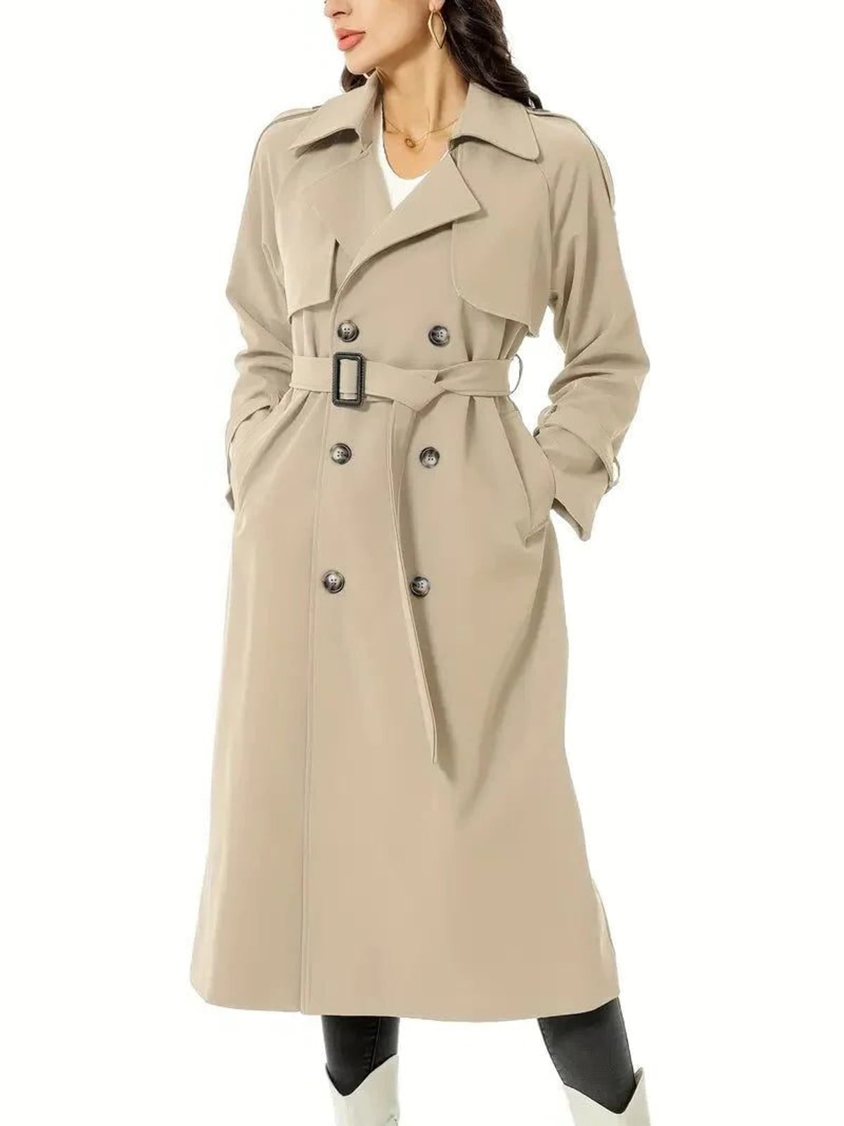 Trench da donna con cintura e ampi revers