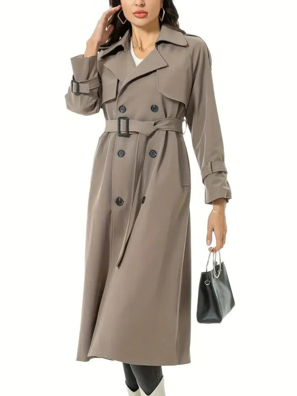 Trench da donna con cintura e ampi revers