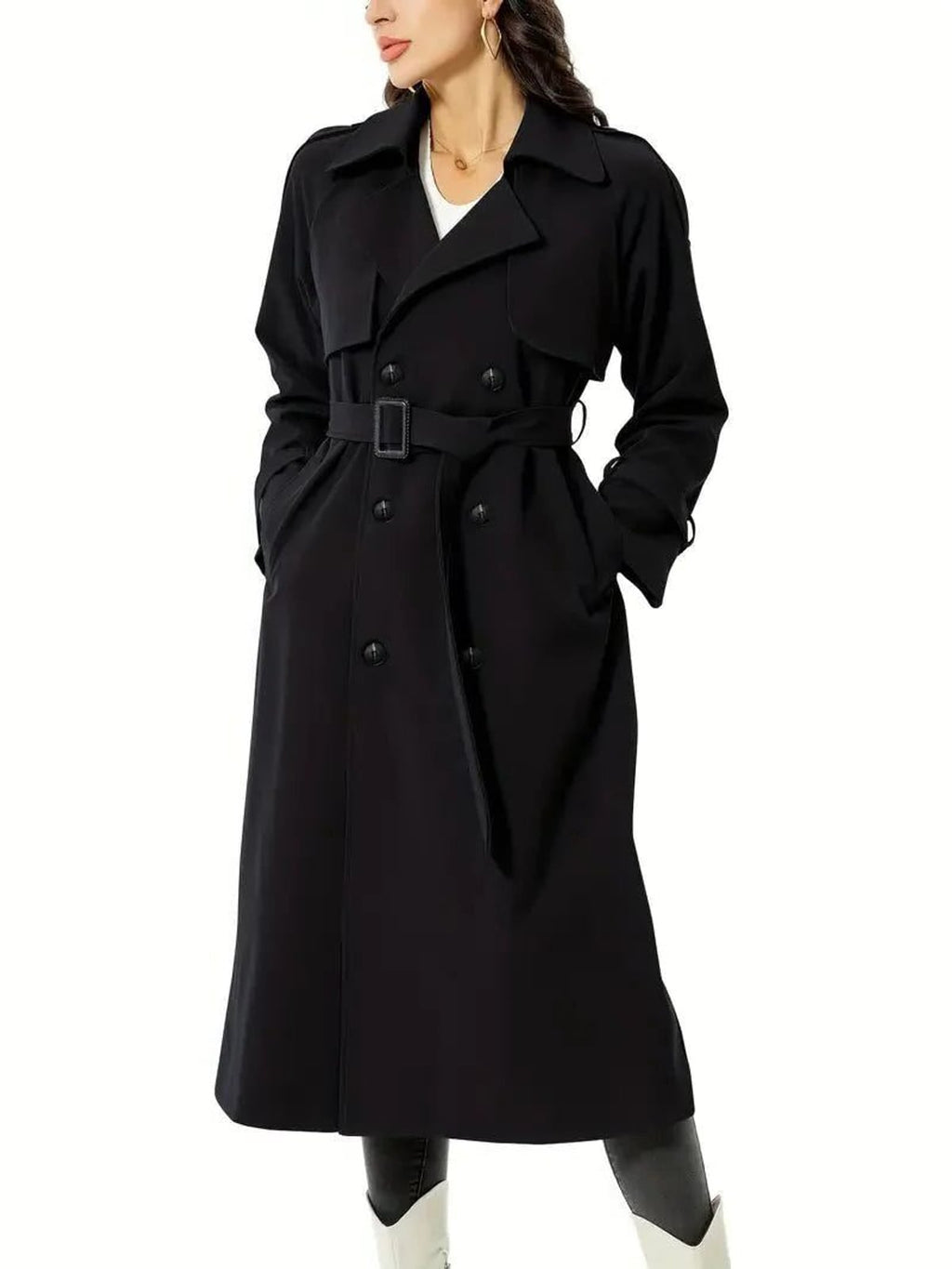 Trench da donna con cintura e ampi revers