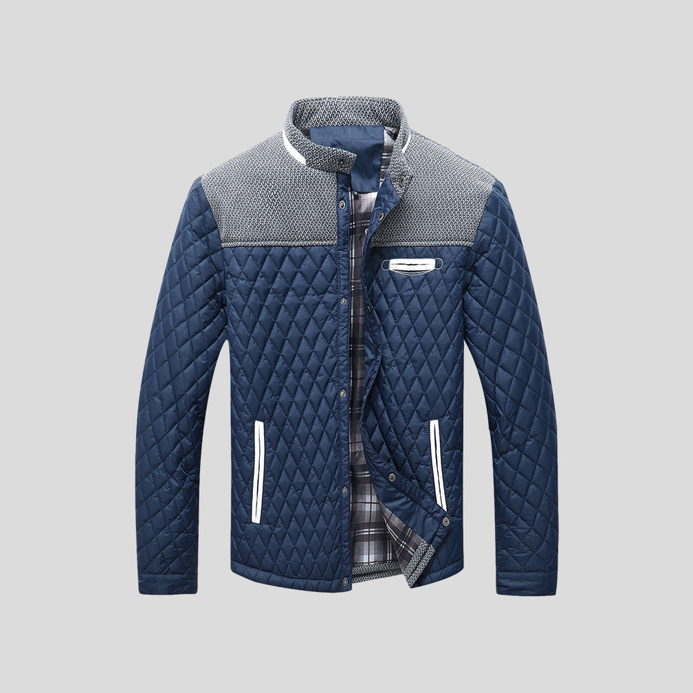 Giacca trapuntata a rombi da uomo - vestibilità leggera con collo alto color block