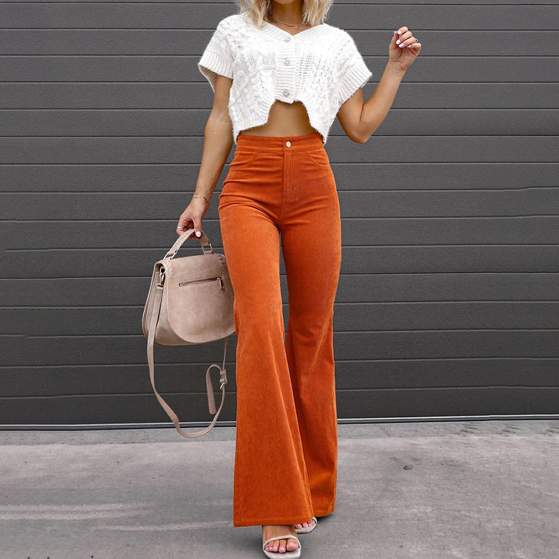 Pantaloni Donna a Zampa a Vita Alta – Stile Versatile per Ogni Occasione