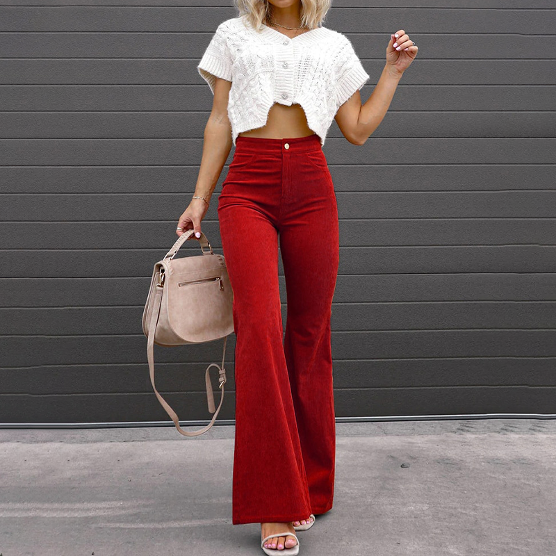 Pantaloni Donna a Zampa a Vita Alta – Stile Versatile per Ogni Occasione