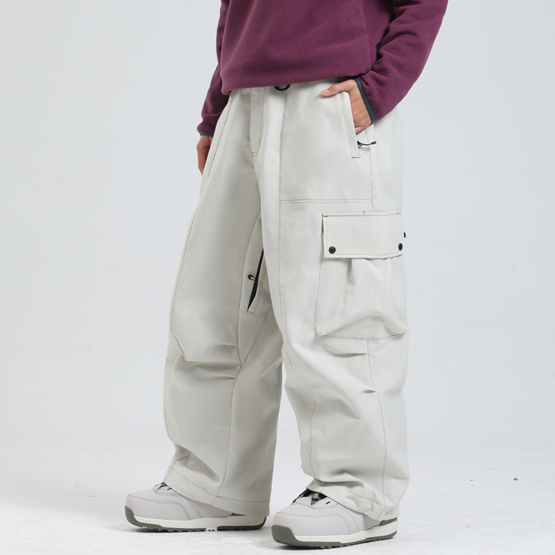 Pantaloni da sci antivento unisex a vestibilità ampia – Invernali traspiranti