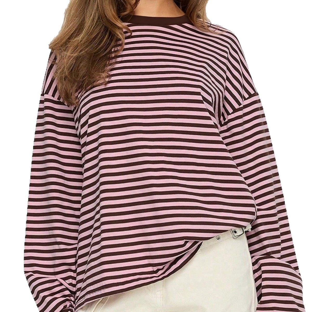 T-shirt femme à col rond color block - Doux et polyvalent