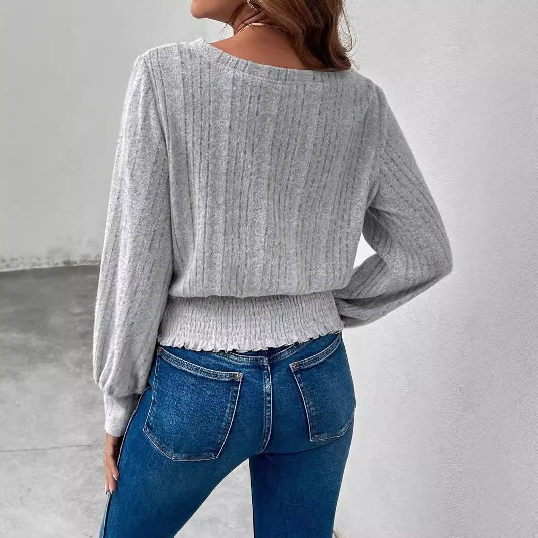 Top décontracté pour femme à manches longues - Simple et polyvalent