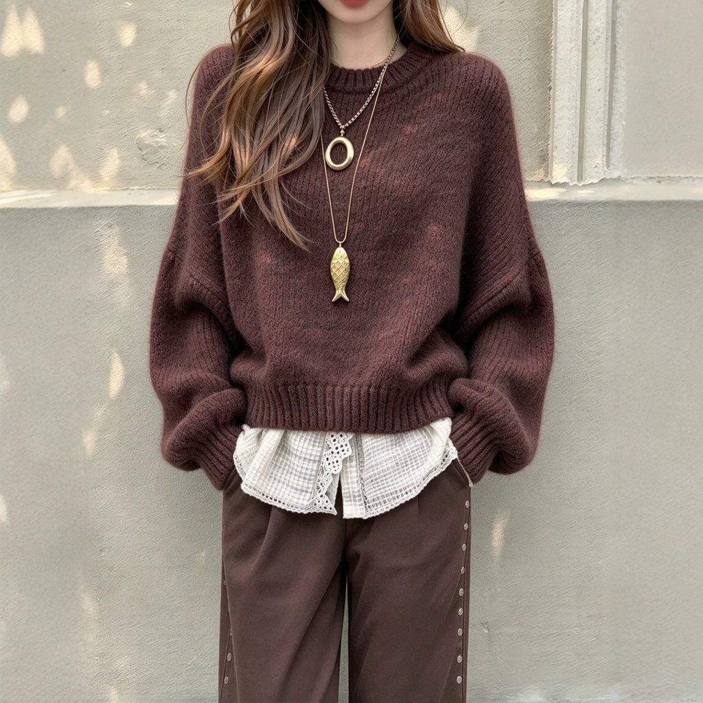 Pull rétro femme à manches lanternes - Doux et féminin