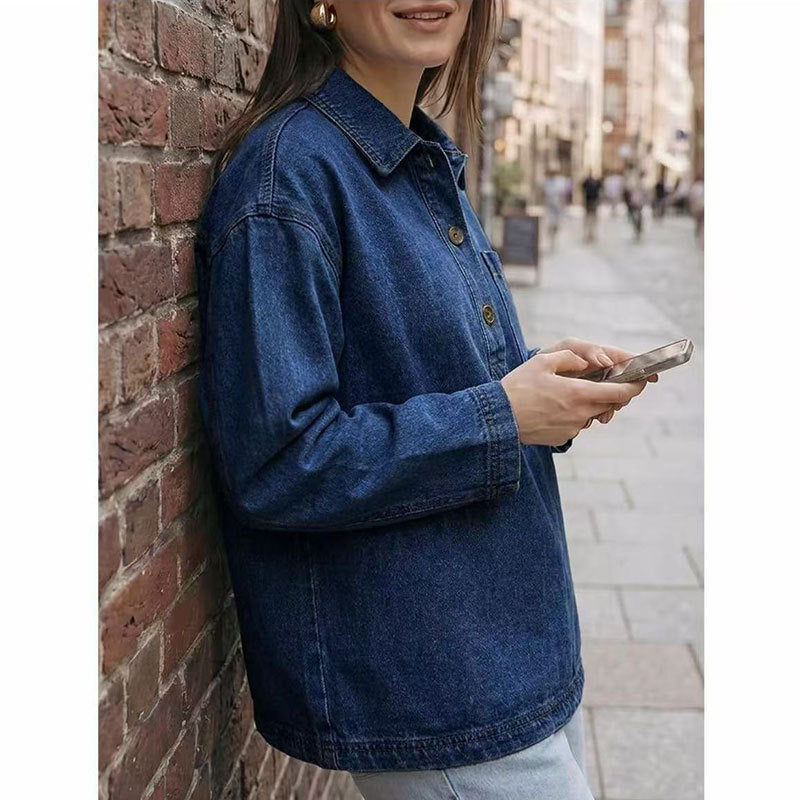 Women's faded blue denim shirt - Vintage and casual