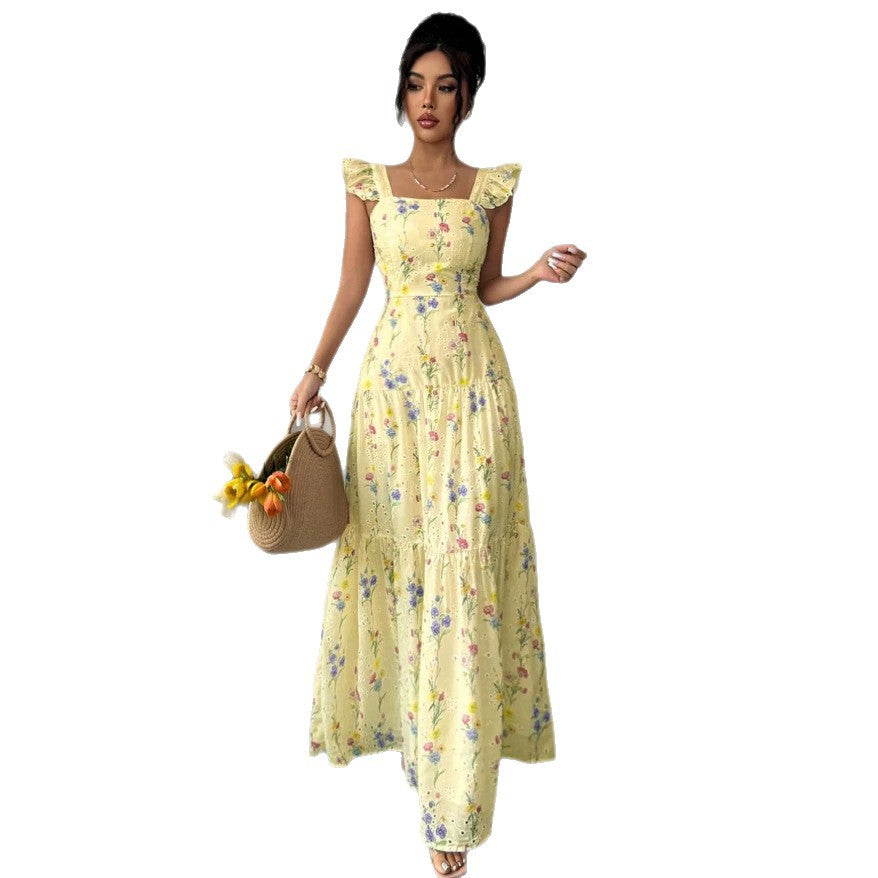Abito donna floreale con spalline sottili stile francese - Leggero e romantico